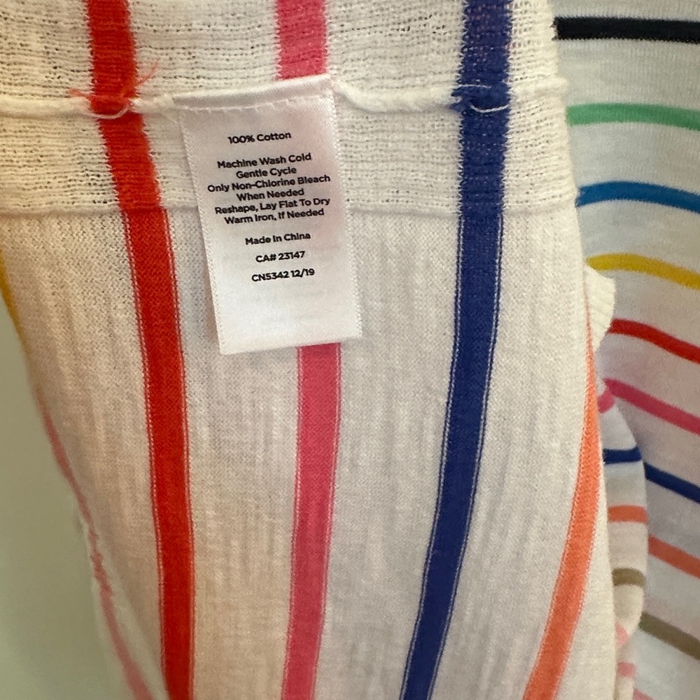 Talbots Multicolor Striped Knit V-neck Cotton Sweater Drop Sleeve Size Medium - Picture 8 of 8